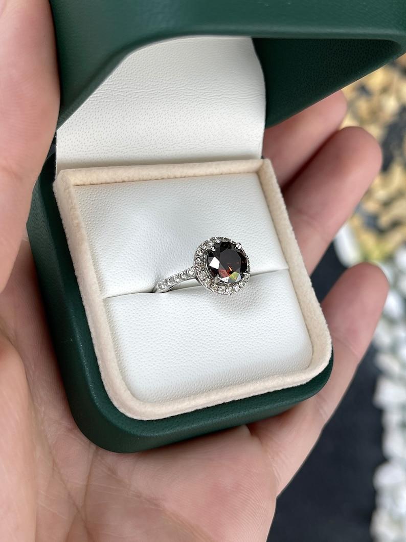 2.47tcw 14K AIG Certified Natural Fancy Dark Brown Diamond Engagement Ring For Sale 2
