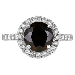 2.47tcw 14K AIG Certified Natural Fancy Dark Brown Diamond Engagement Ring