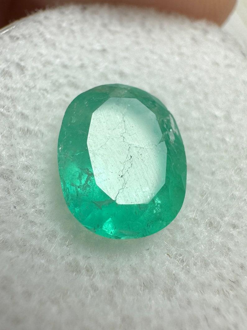 Modern 2.48 Carat 10x8 Medium Green Colombian Emerald - Oval Cut May Birthstone Gem For Sale