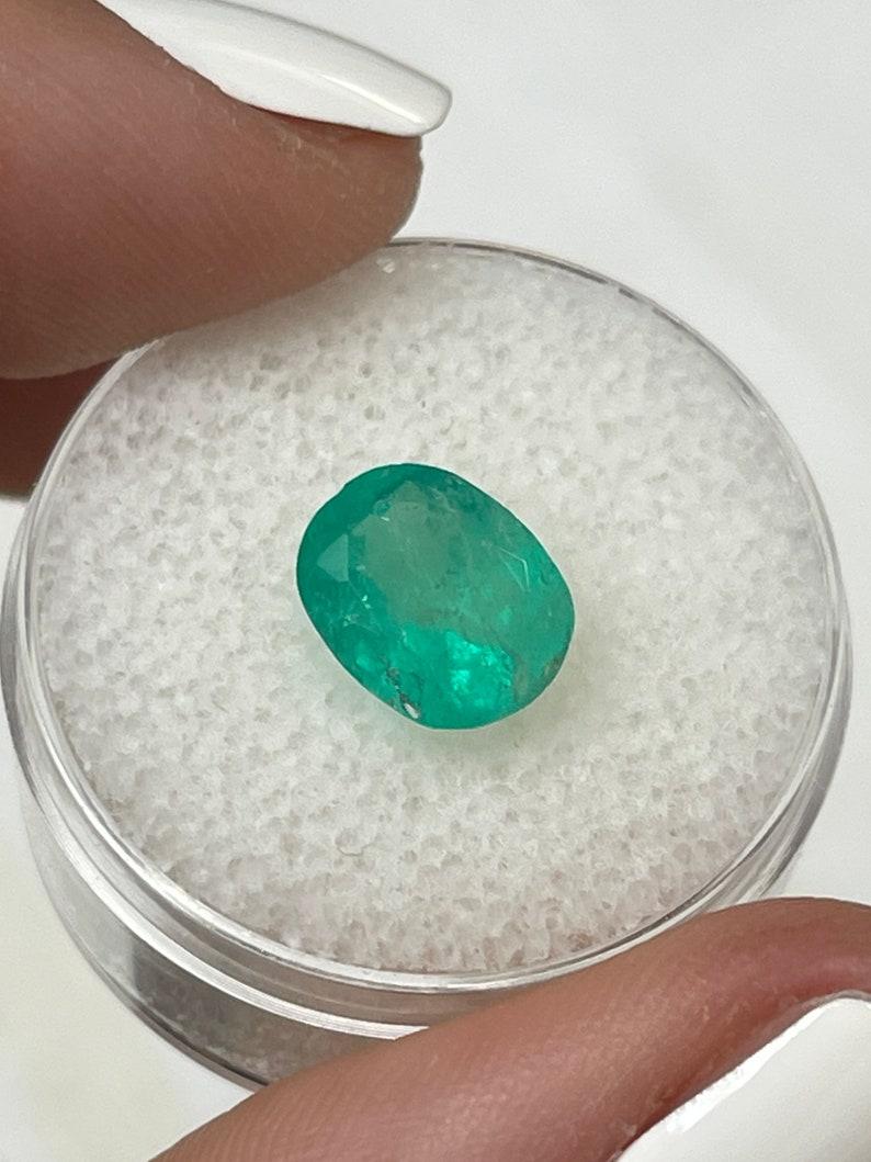 2.48 Carat 10x8 Medium Green Colombian Emerald - Oval Cut May Birthstone Gem For Sale 1