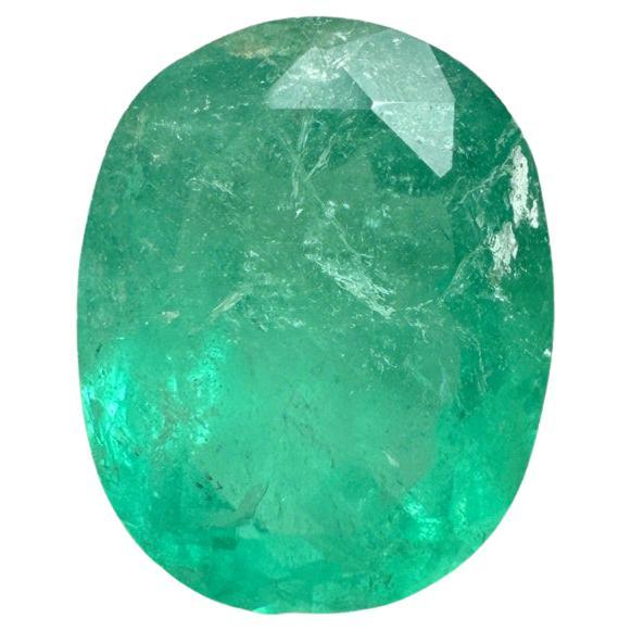 2.48 Carat 10x8 Medium Green Colombian Emerald - Oval Cut May Birthstone Gem