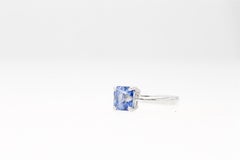 2.48 Carat Blue Sapphire Solitaire Ring 18k Solid White Gold