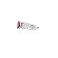 2.48 Carat Burmese Red Spinel and Diamond Ring in 18k White Gold