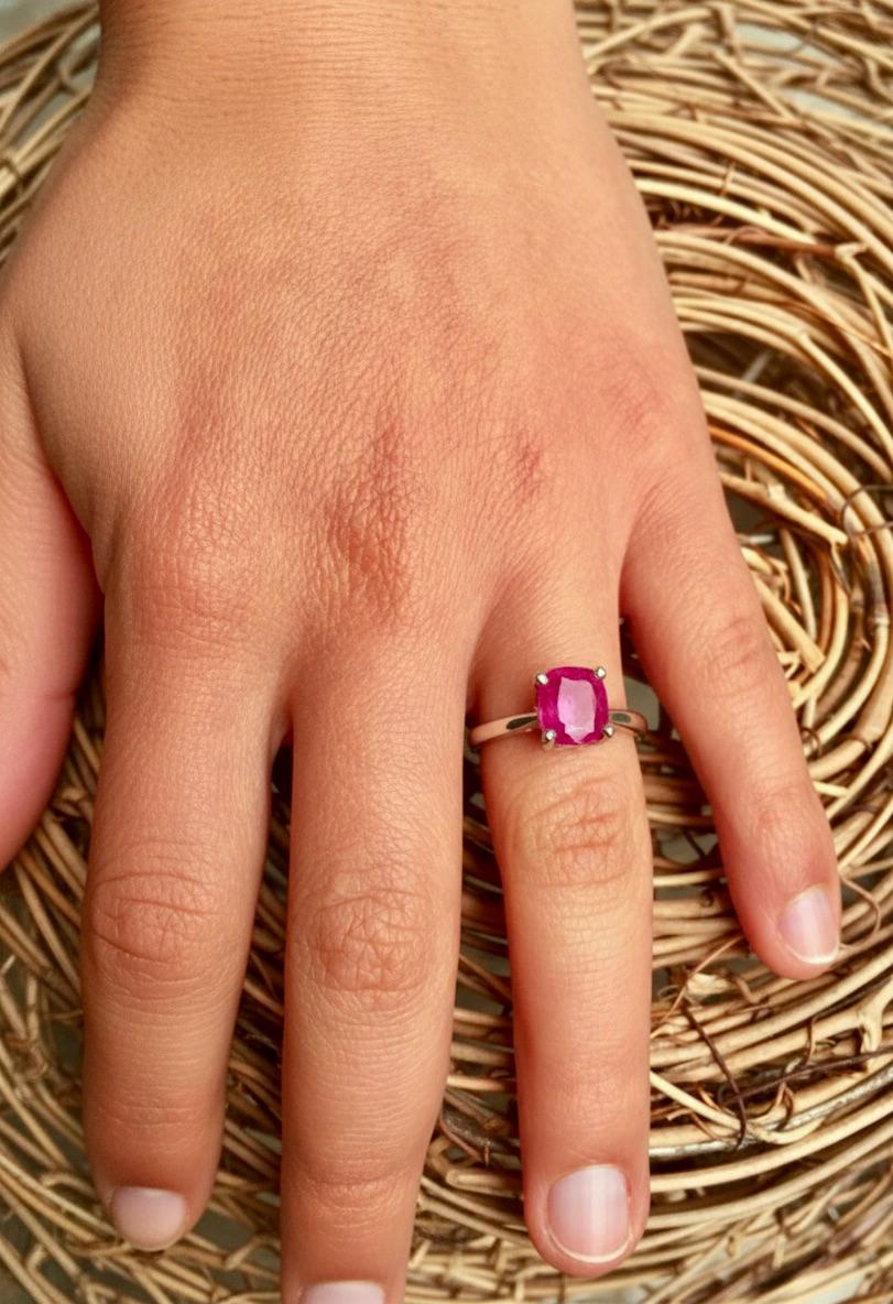 2,48 Karat zertifizierter unbehandelter Rubin Verlobungsring Platin Solitär im Angebot 3