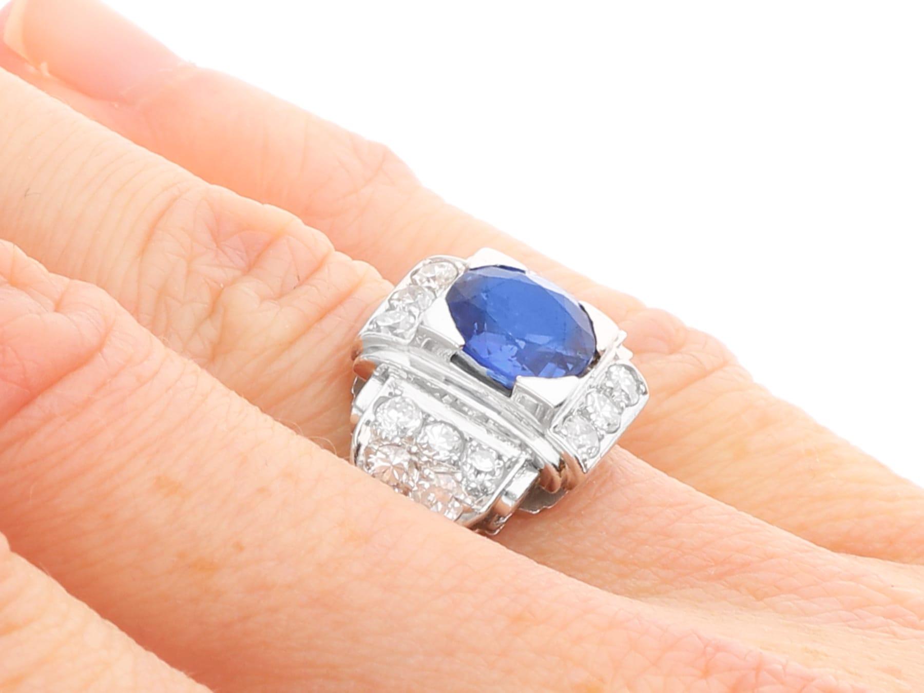 Platinring mit 2,48 Karat Ceylon-Saphir und 0,96 Karat Diamant, um 1935 im Angebot 5