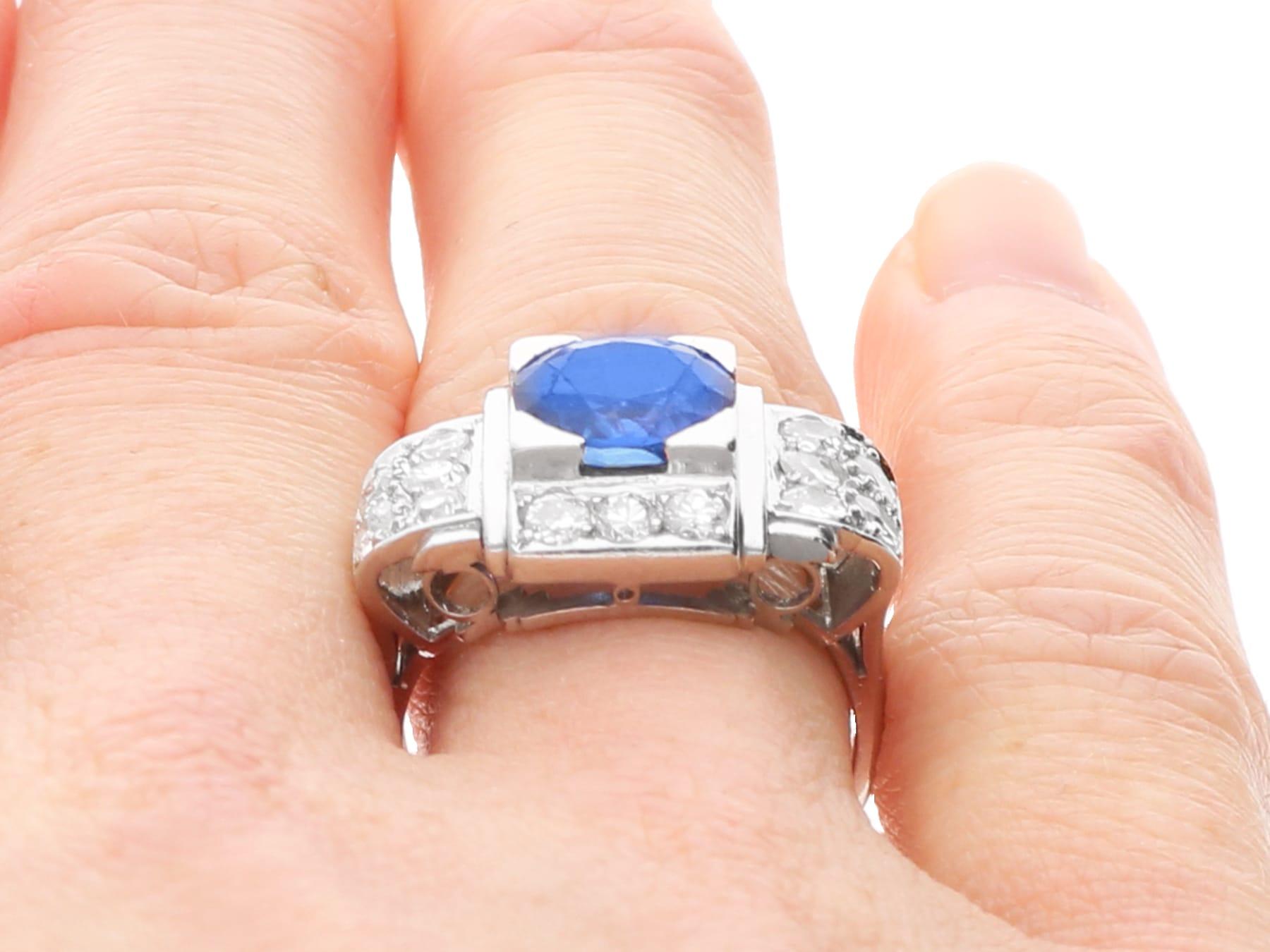 Platinring mit 2,48 Karat Ceylon-Saphir und 0,96 Karat Diamant, um 1935 im Angebot 6