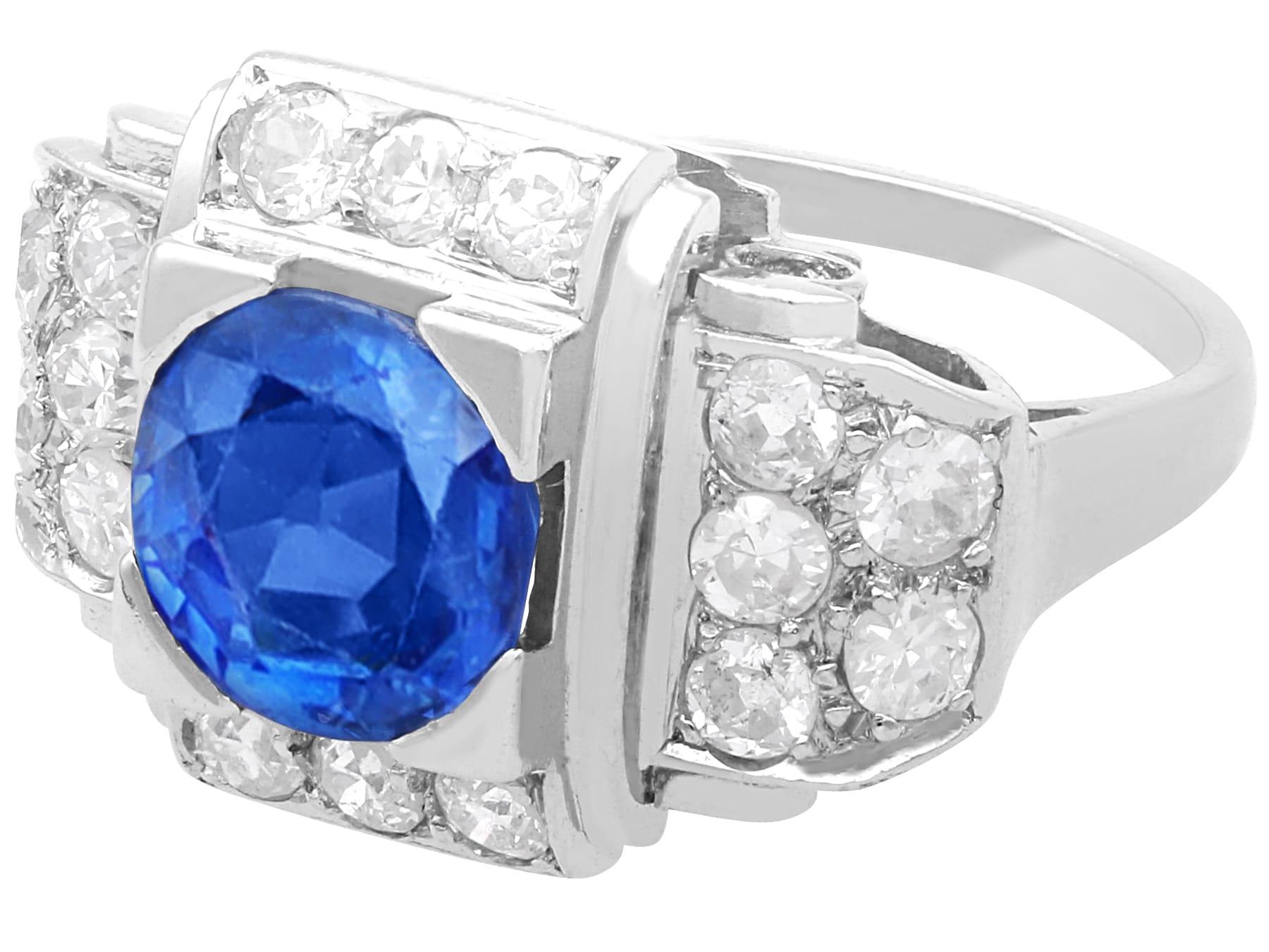 Platinring mit 2,48 Karat Ceylon-Saphir und 0,96 Karat Diamant, um 1935 im Zustand „Hervorragend“ im Angebot in Jesmond, Newcastle Upon Tyne
