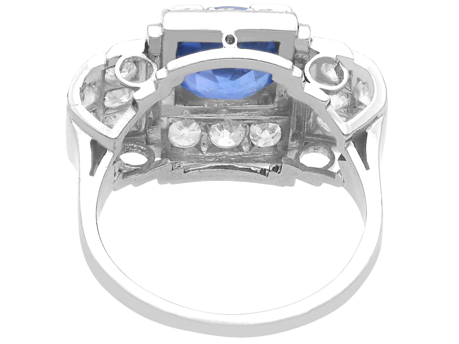 Platinring mit 2,48 Karat Ceylon-Saphir und 0,96 Karat Diamant, um 1935 für Damen oder Herren im Angebot