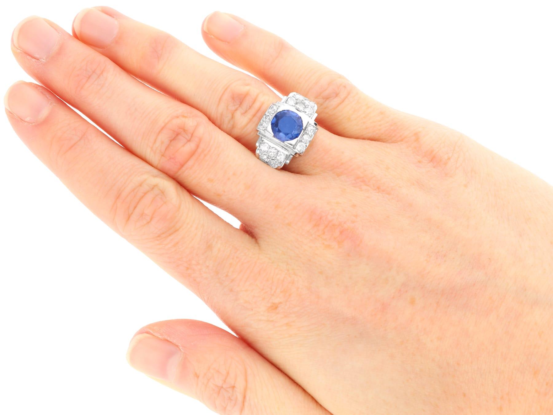 Platinring mit 2,48 Karat Ceylon-Saphir und 0,96 Karat Diamant, um 1935 im Angebot 4