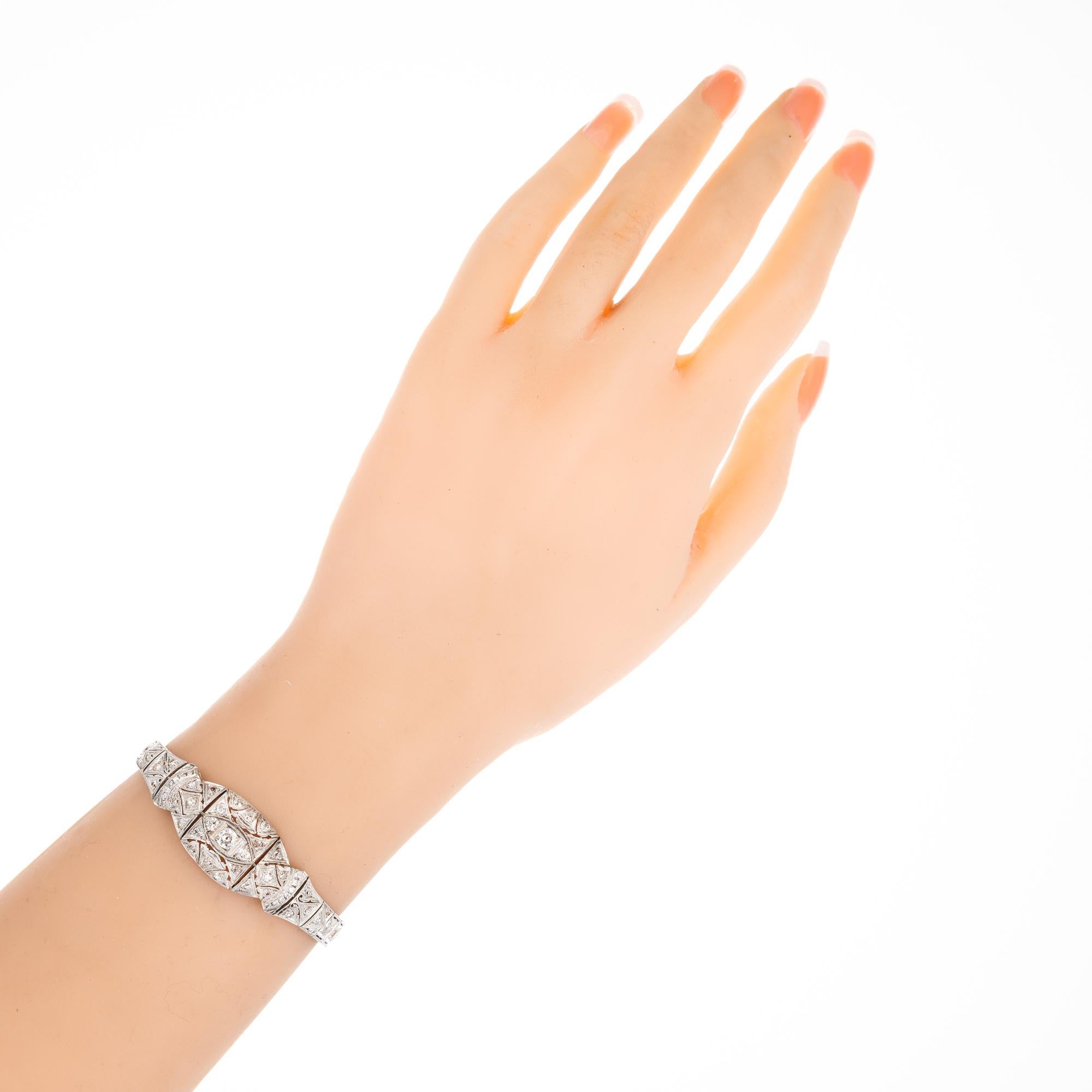Women's 2.48 Carat Diamond Art Deco Platinum Link Bracelet