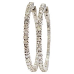 Orecchini a cerchio con diamanti naturali da 2,48 carati in oro bianco 14 carati