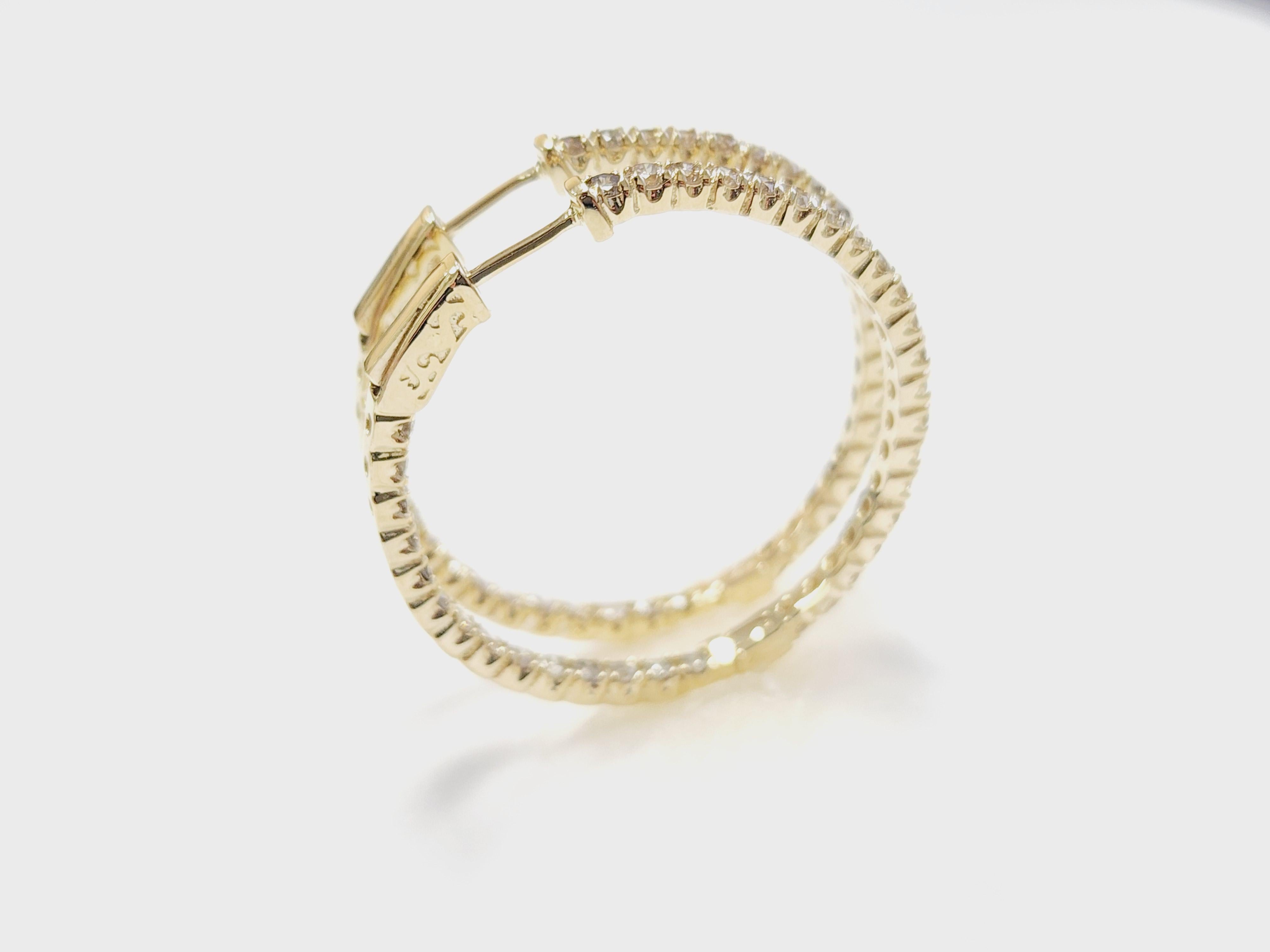 Elegant 14K Yellow Gold Inside-Out Diamond Hoop Earrings – 1.25