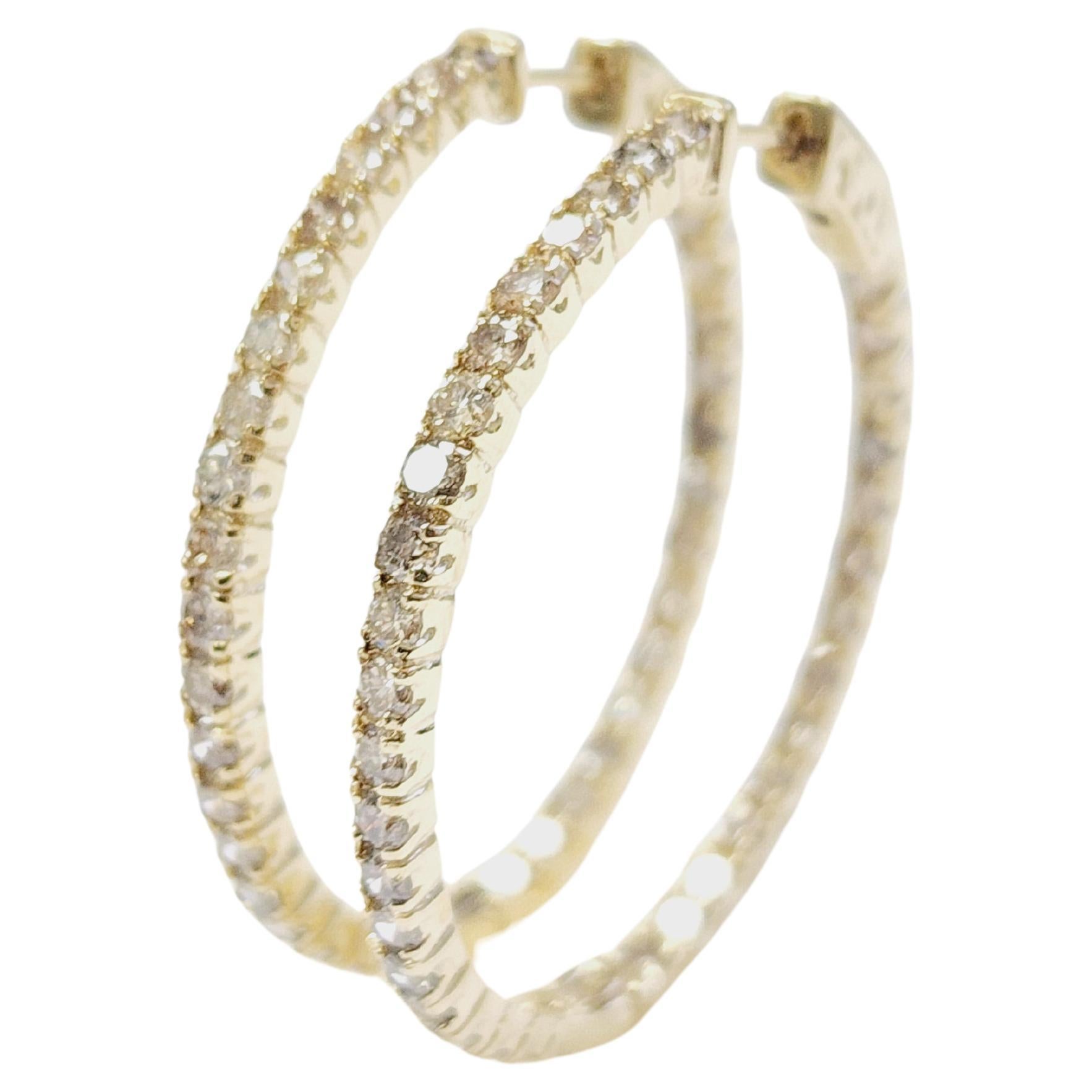 Pendientes Aros Diamante Natural 2,48 Quilates Oro Amarillo 14 Kilates