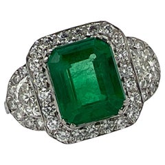 2.48 Carat Emerald Diamond Platinum Cocktail Engagement Ring AGL Certified 2.48 Carat Emerald Diamond Platinum Cocktail Engagement Ring AGL Certified