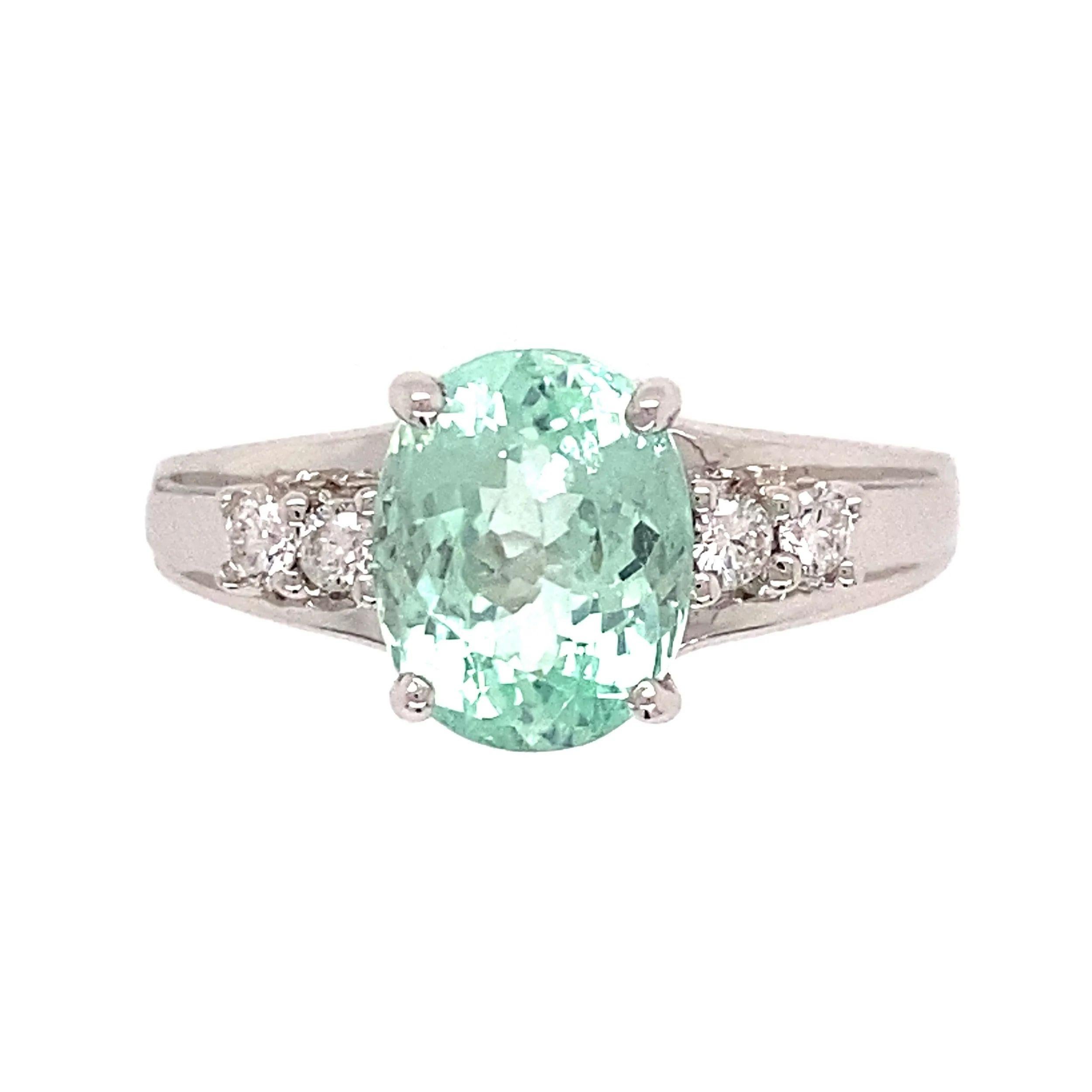 Oval Cut 2.48 Carat GIA Paraiba Tourmaline and Diamond Gold Vintage Cocktail Ring Estate For Sale