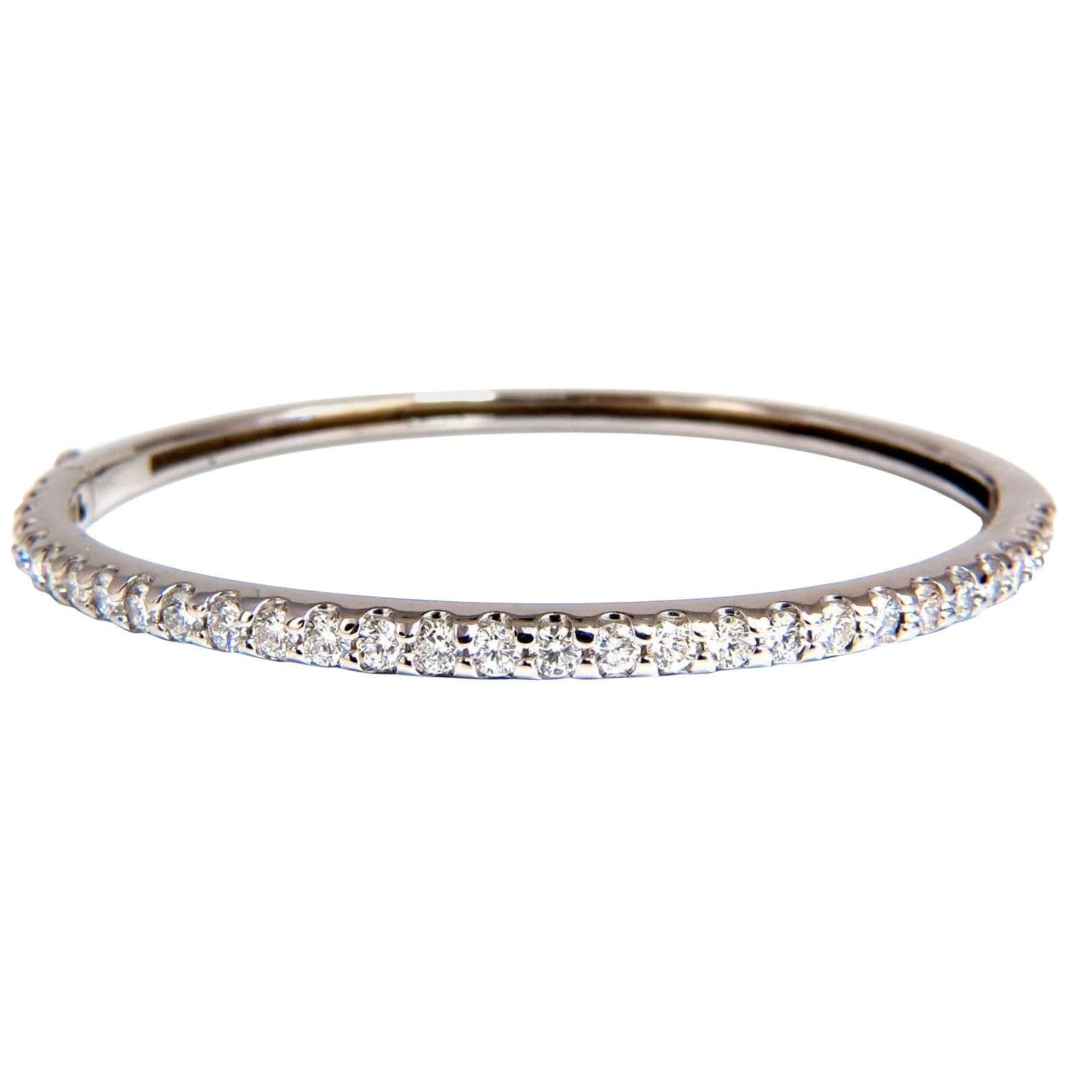 2.48 Carat Natural Round Diamonds Bangle Bracelet G/Vs Common Prong 14 Karat For Sale