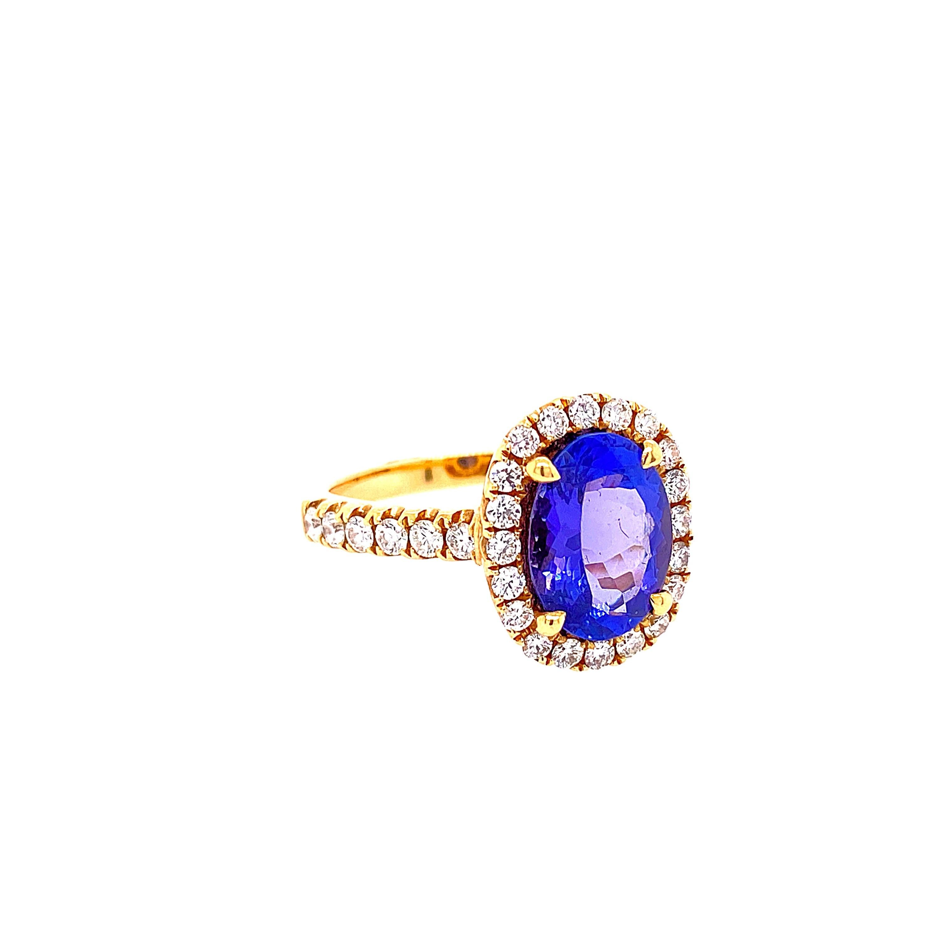 2.48 Carat Oval Tanzanite and Diamond Ring For Sale 1