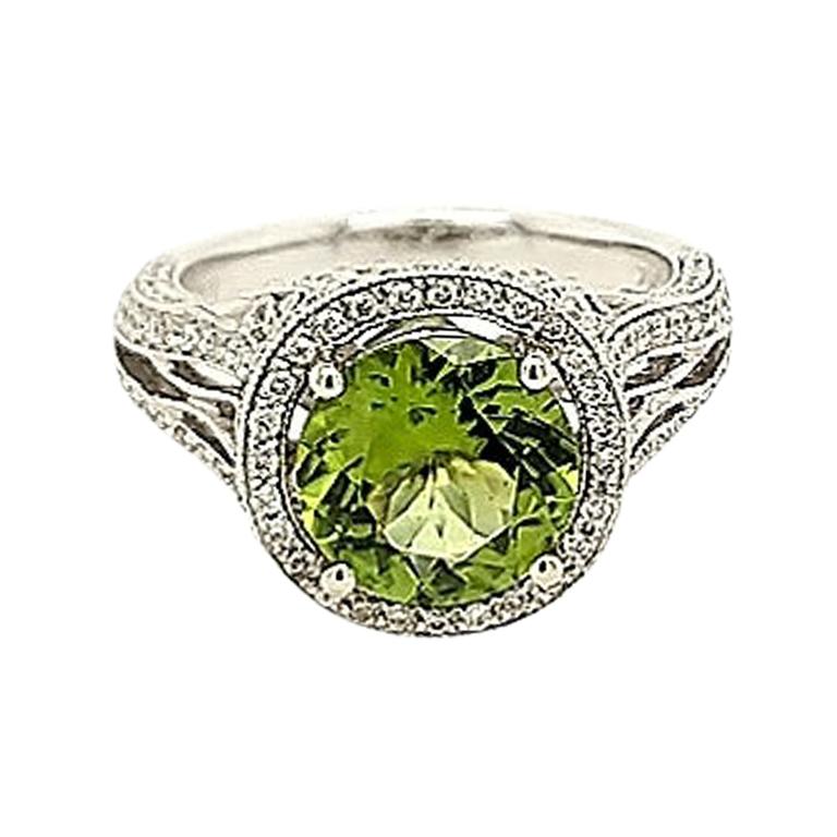 2.48 Carat Peridot and Diamond Cocktail Ring