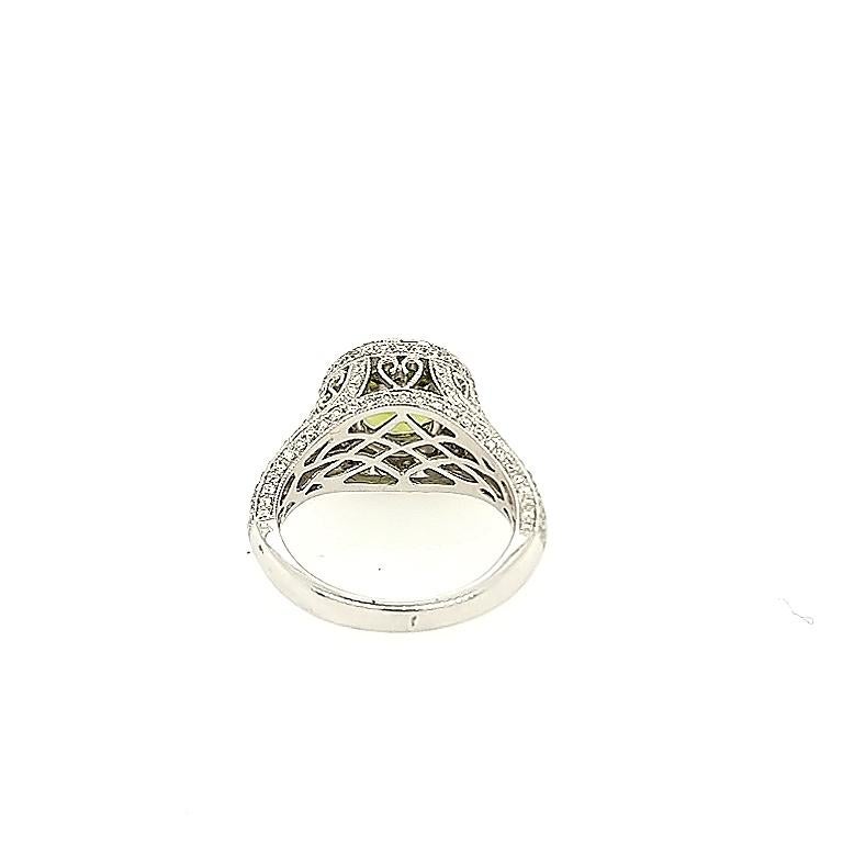 Modern 2.48 Carat Peridot and Diamond Cocktail Ring For Sale