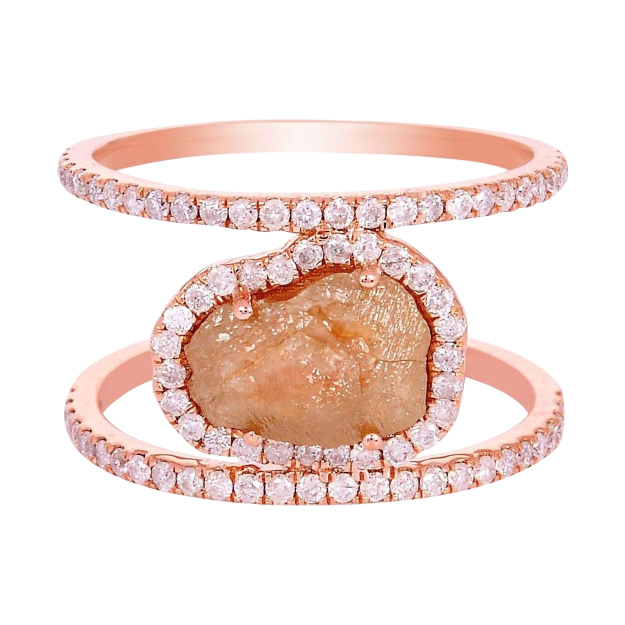 Bague cocktail en or 18 carats avec diamants en tranches de 2,48 carats