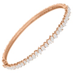 2.48 Carat SI/H Multi Shape Diamond Bangle Bracelet 14 Karat Rose Gold Jewelry