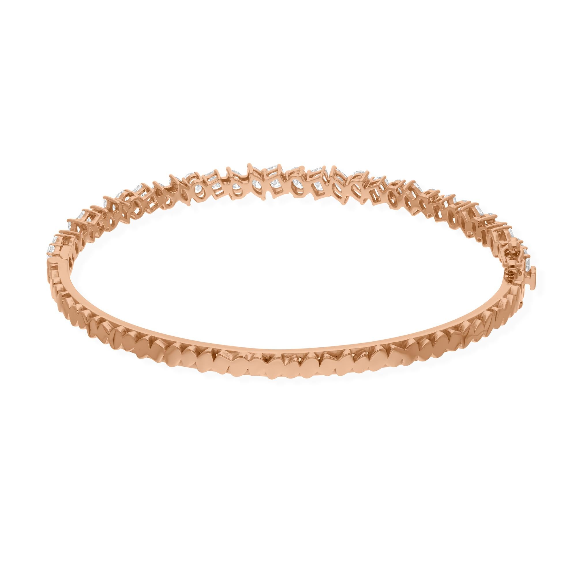 2.48 Carat SI/H Multi Shape Diamond Bangle Bracelet 18 Karat Rose Gold Jewelry In New Condition For Sale In Diera, Dubai