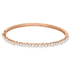 Bracelet jonc en or rose 18 carats avec diamants multiformes de 2,48 carats SI/H