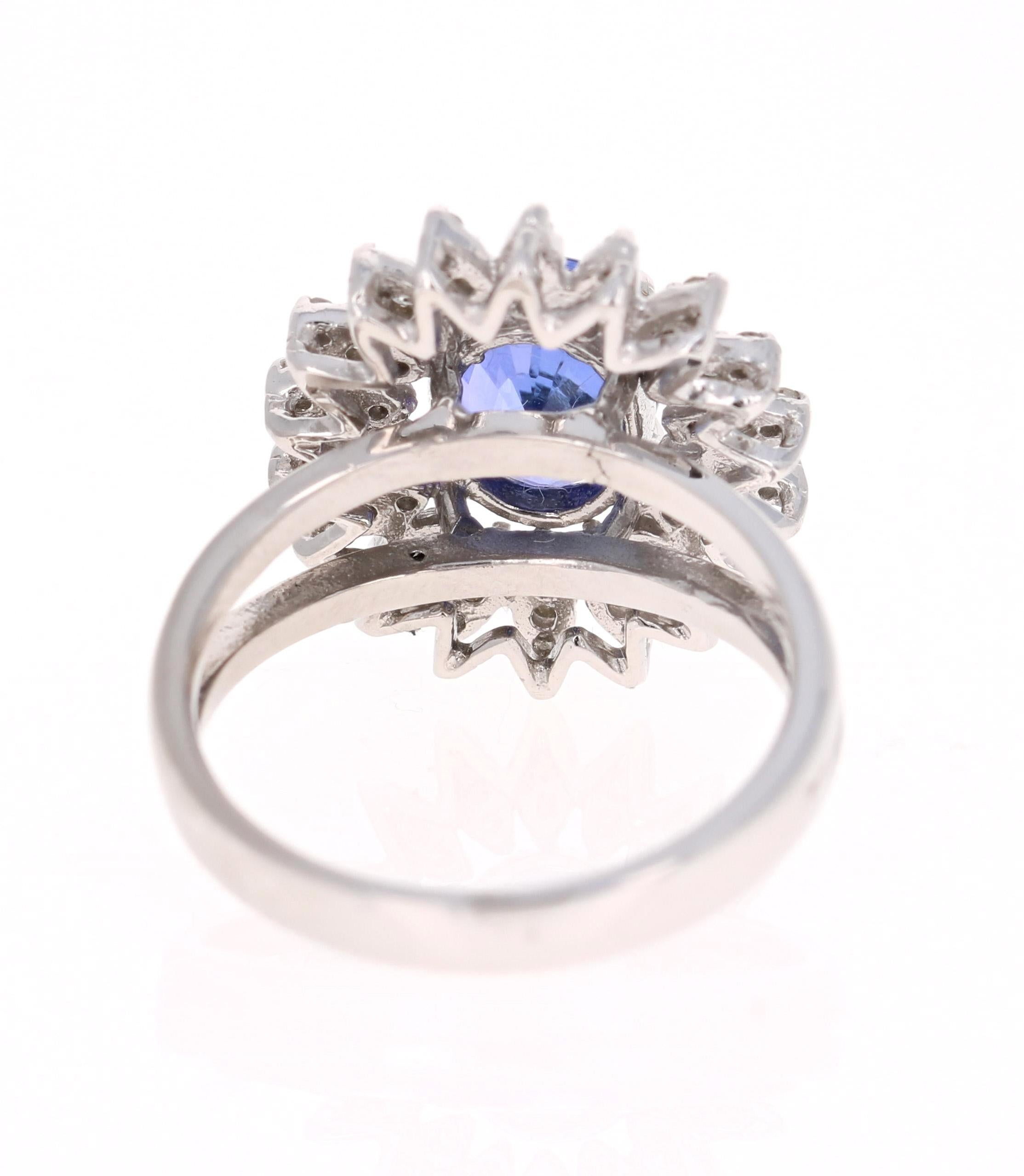 2.48 Carat Tanzanite Diamond 14 Karat Cocktail Ring In New Condition For Sale In Los Angeles, CA