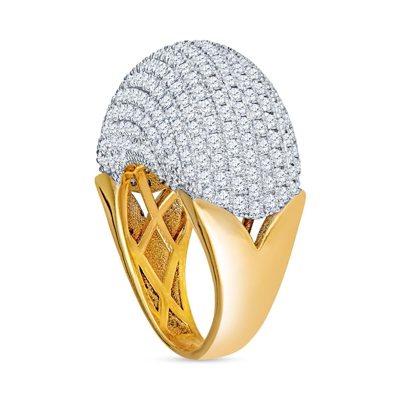 2,48 Karat Gesamtgewicht Pave Diamant hohe Kuppel 18 Karat Gold Ring (Rundschliff) im Angebot