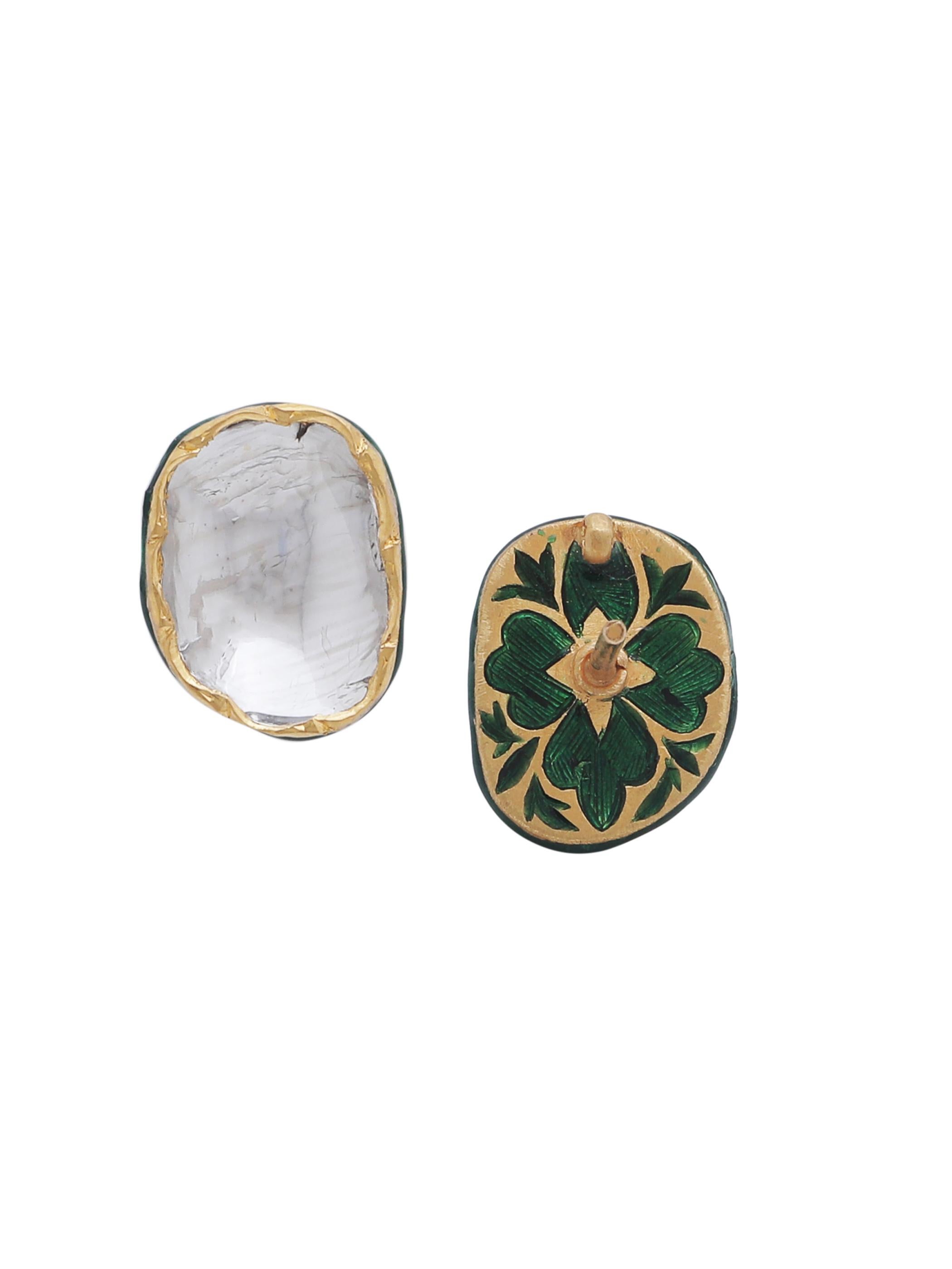 Art Deco 2.48 Carat Diamond Earrings Handcrafted in 18K Gold with Intricate Enamel Work