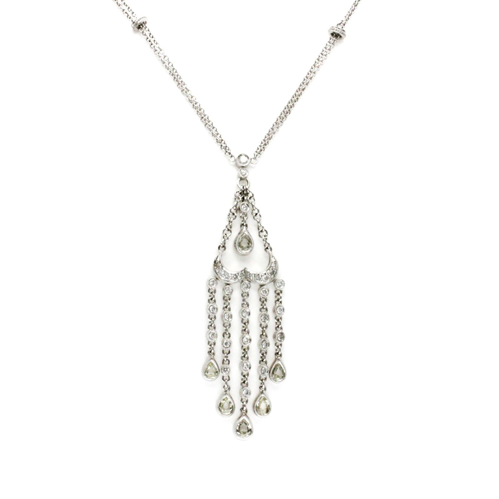 2,48 Karat Diamanten 18K Weißgold Tropfen-Halskette 16