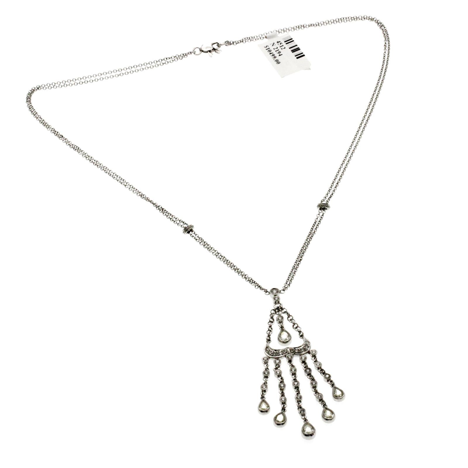 2,48 Karat Diamanten 18K Weißgold Tropfen-Halskette 16