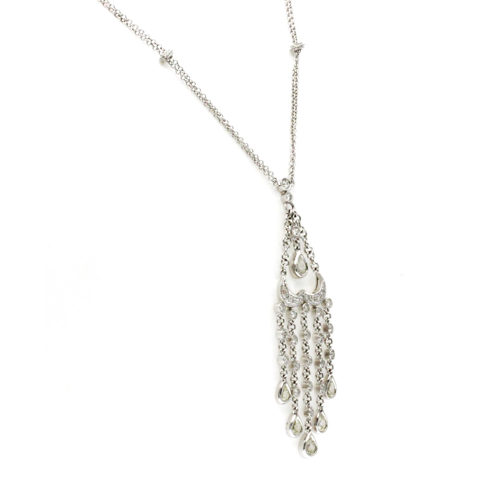 2,48 Karat Diamanten 18K Weißgold Tropfen-Halskette 16