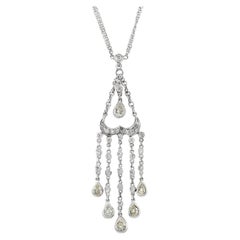 2.48 CT Diamonds 18K White Gold Drop Necklace 16"