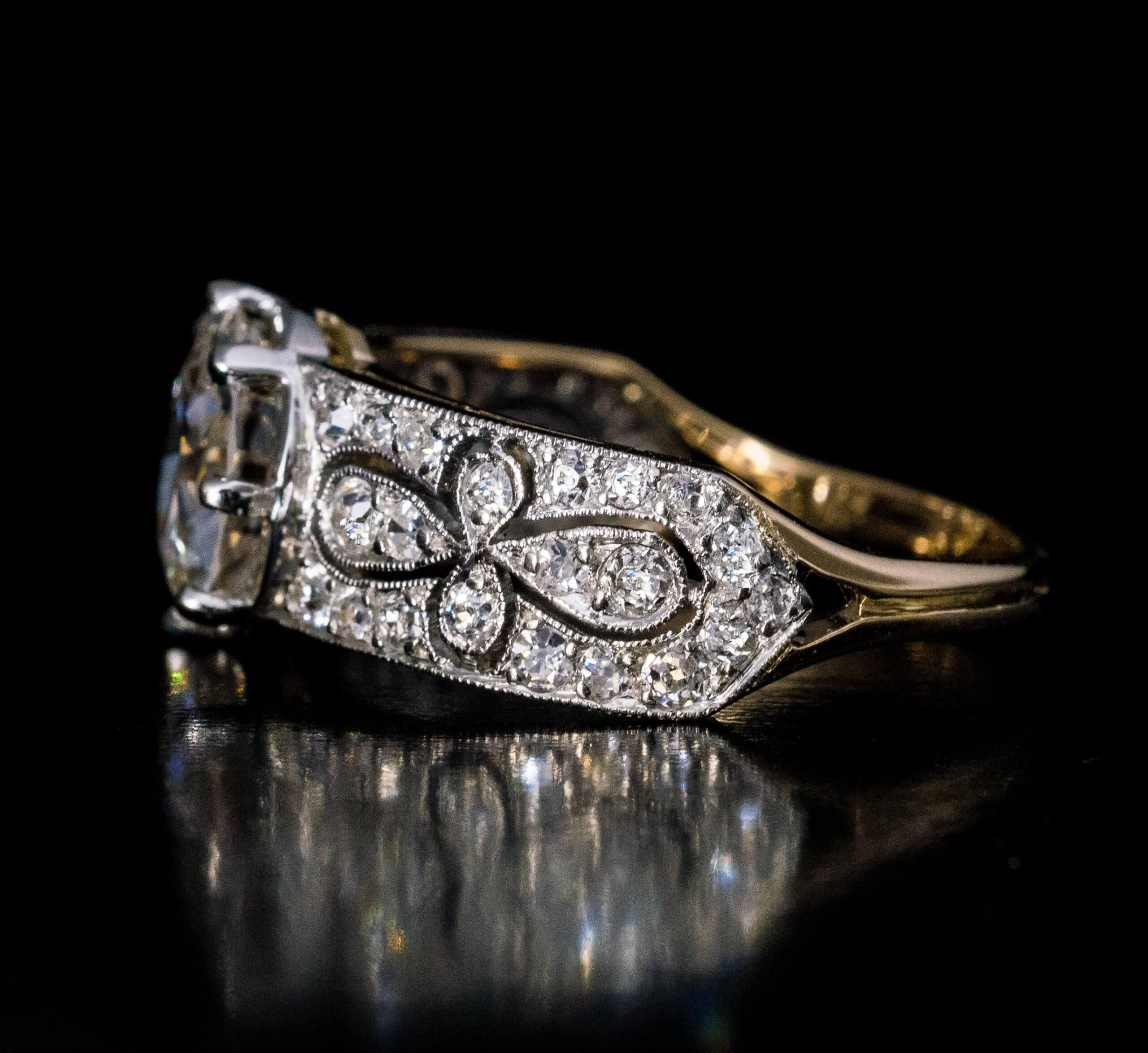 Bague de fiançailles avec diamant de taille européenne de 2,48 ct Excellent état - En vente à Chicago, IL