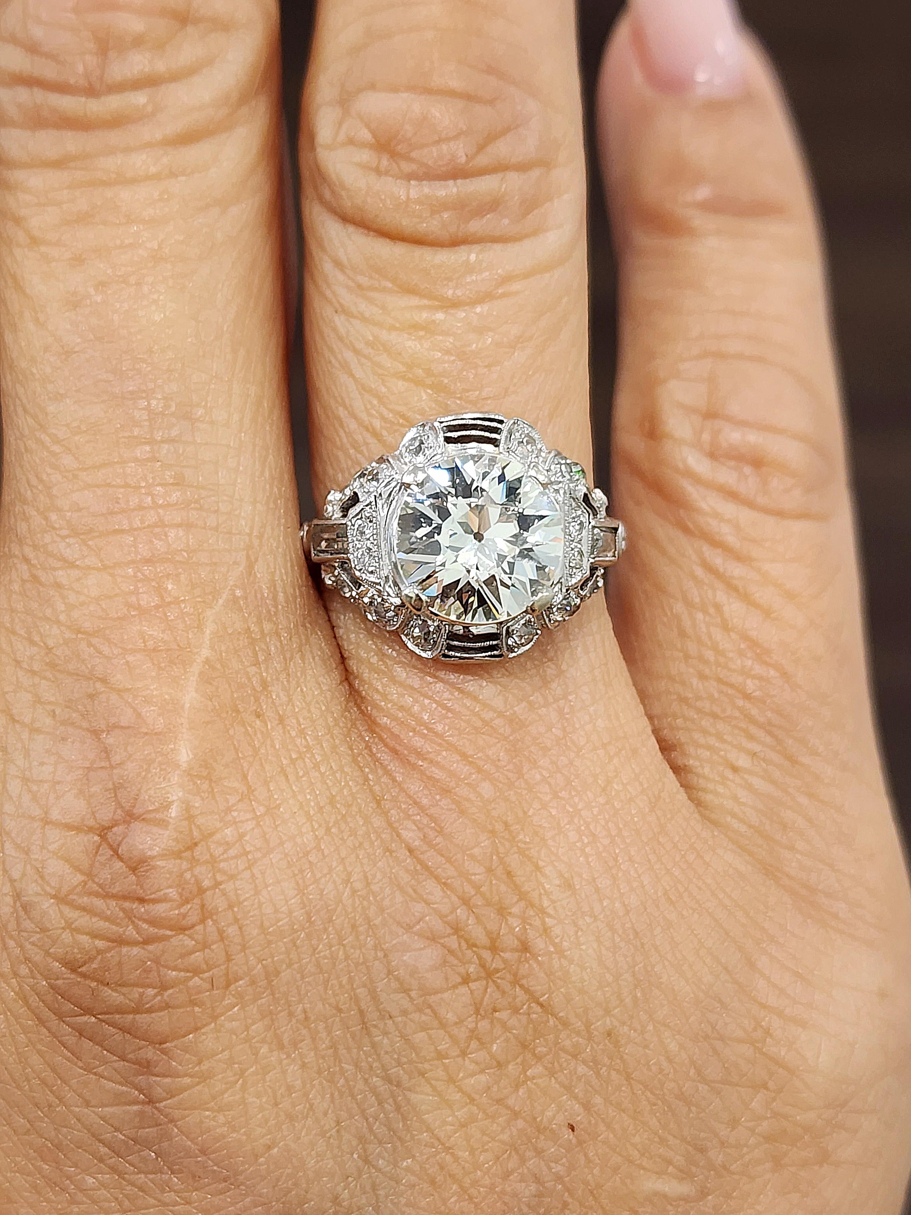 2,48 quilates Anillo Antiguo Europeo Corte Diamante Art Decó en venta