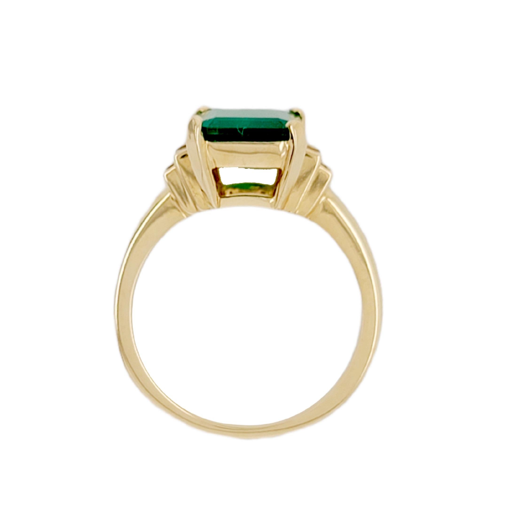 Women's 2.48 Ct Zambian Emerald & 0.18 Ct Diamonds in 14k Yellow Gold Engagement Ring