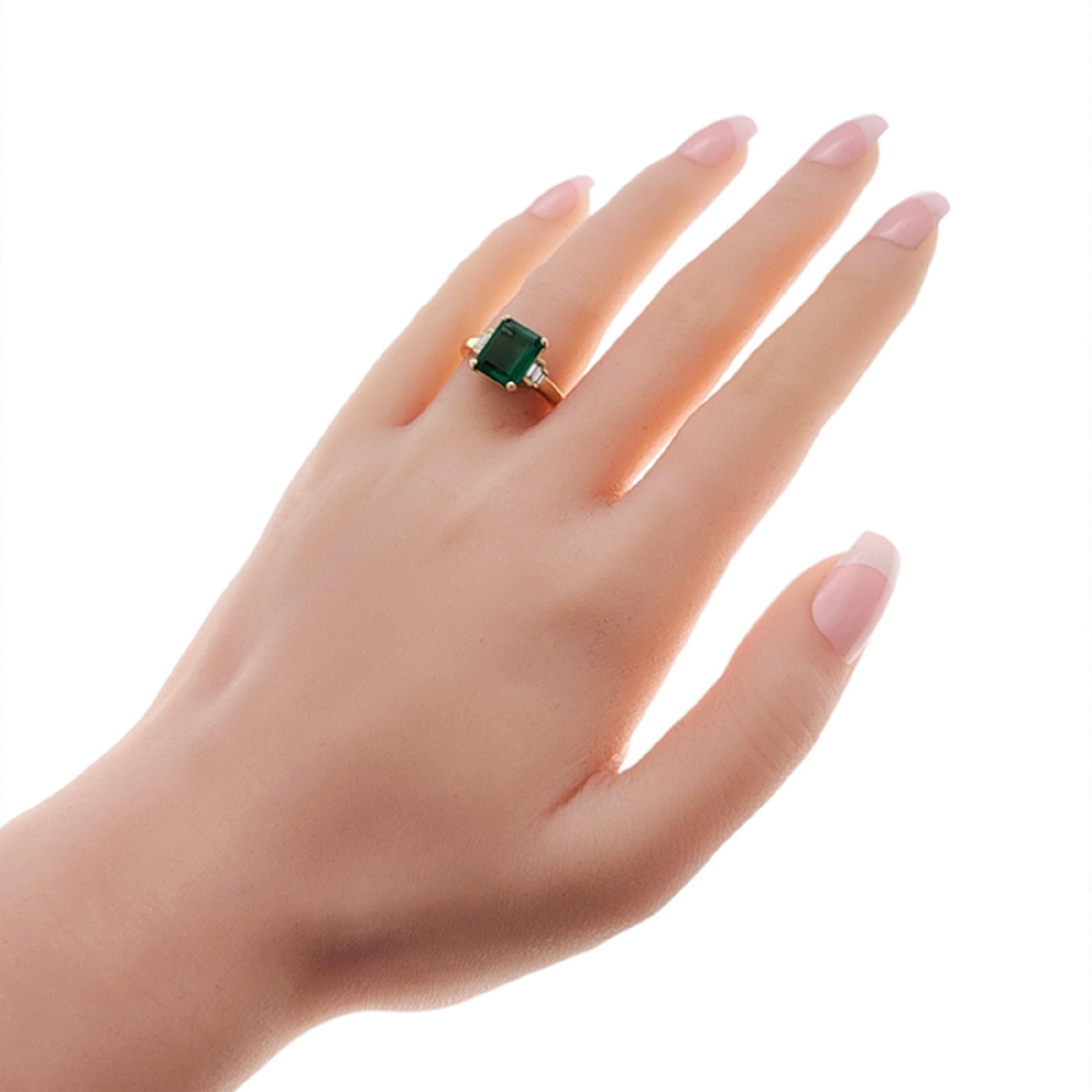 2.48 Ct Zambian Emerald & 0.18 Ct Diamonds in 14k Yellow Gold Engagement Ring 1