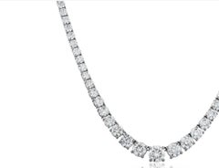 24.80 Carat Diamond Line Necklace 18 Karat White Gold 4 Claws Set Tennis Riviera
