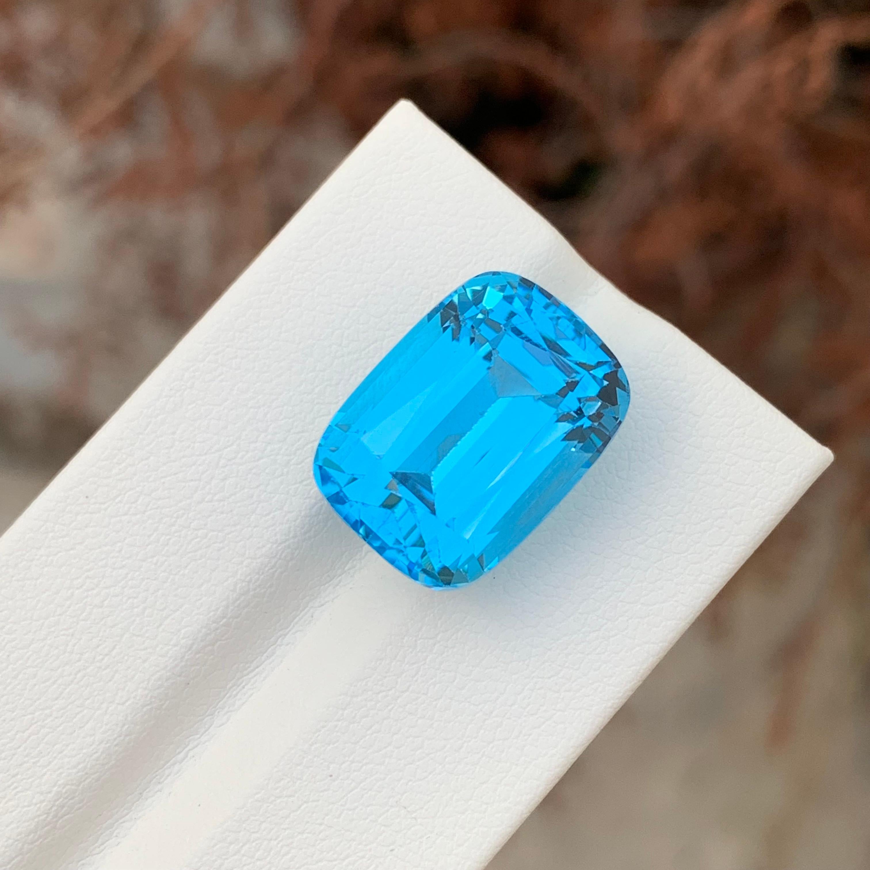 24.80 Carat Gorgeous Faceted Electric Blue Topaz Cushion Shape Gemstone For Sale 1