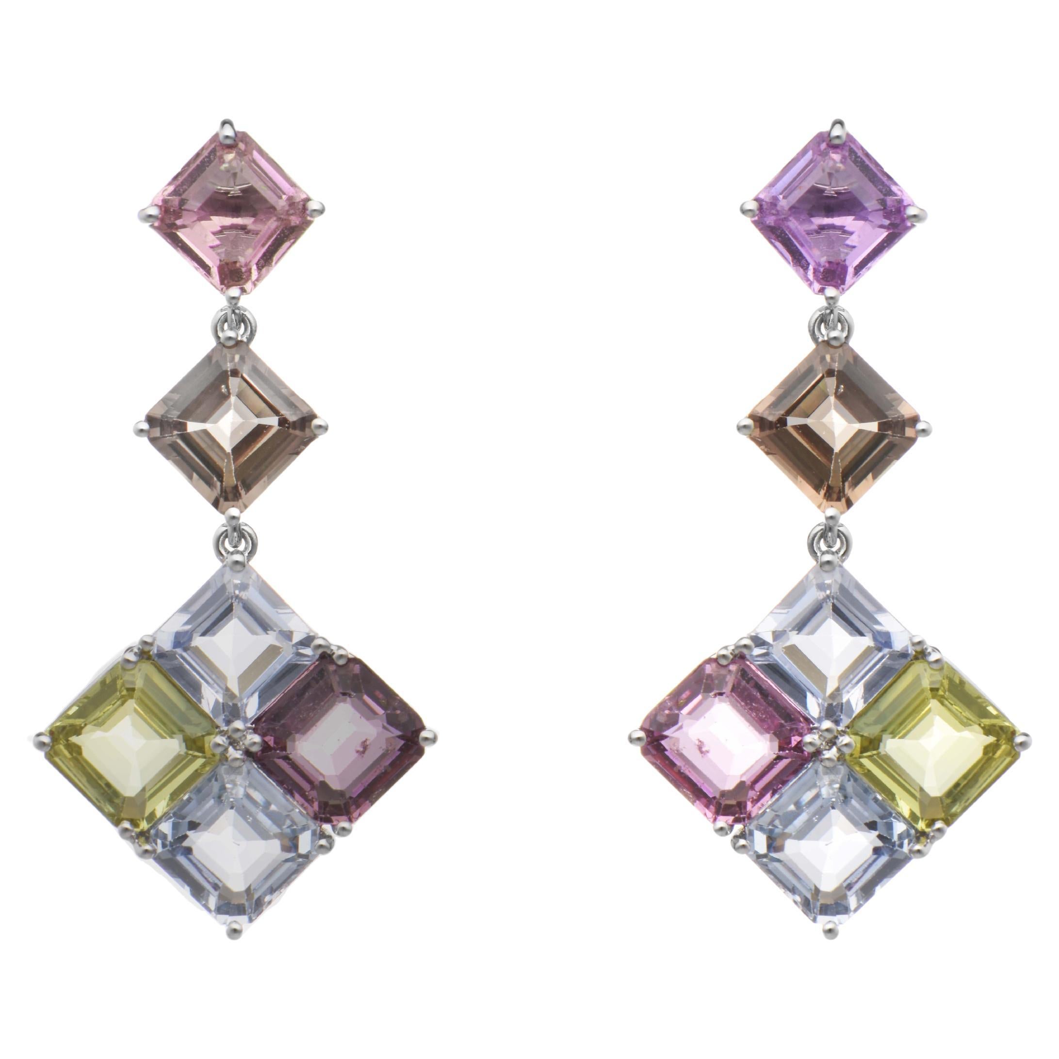 24.82 Carats Sapphire White Gold Earrings For Sale
