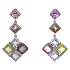 24.82 Carats Sapphire White Gold Earrings