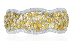 24.83 Carat Fancy Canary Diamond 18 Karat Gold Bangle Bracelet
