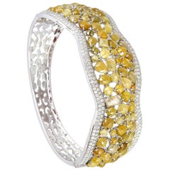 24.83 Carat Fancy Canary Diamond 18 Karat Gold Bangle Bracelet