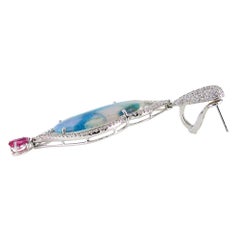 24.85 Carat Brazilian Paraiba Tourmaline White Gold Matrix Earrings