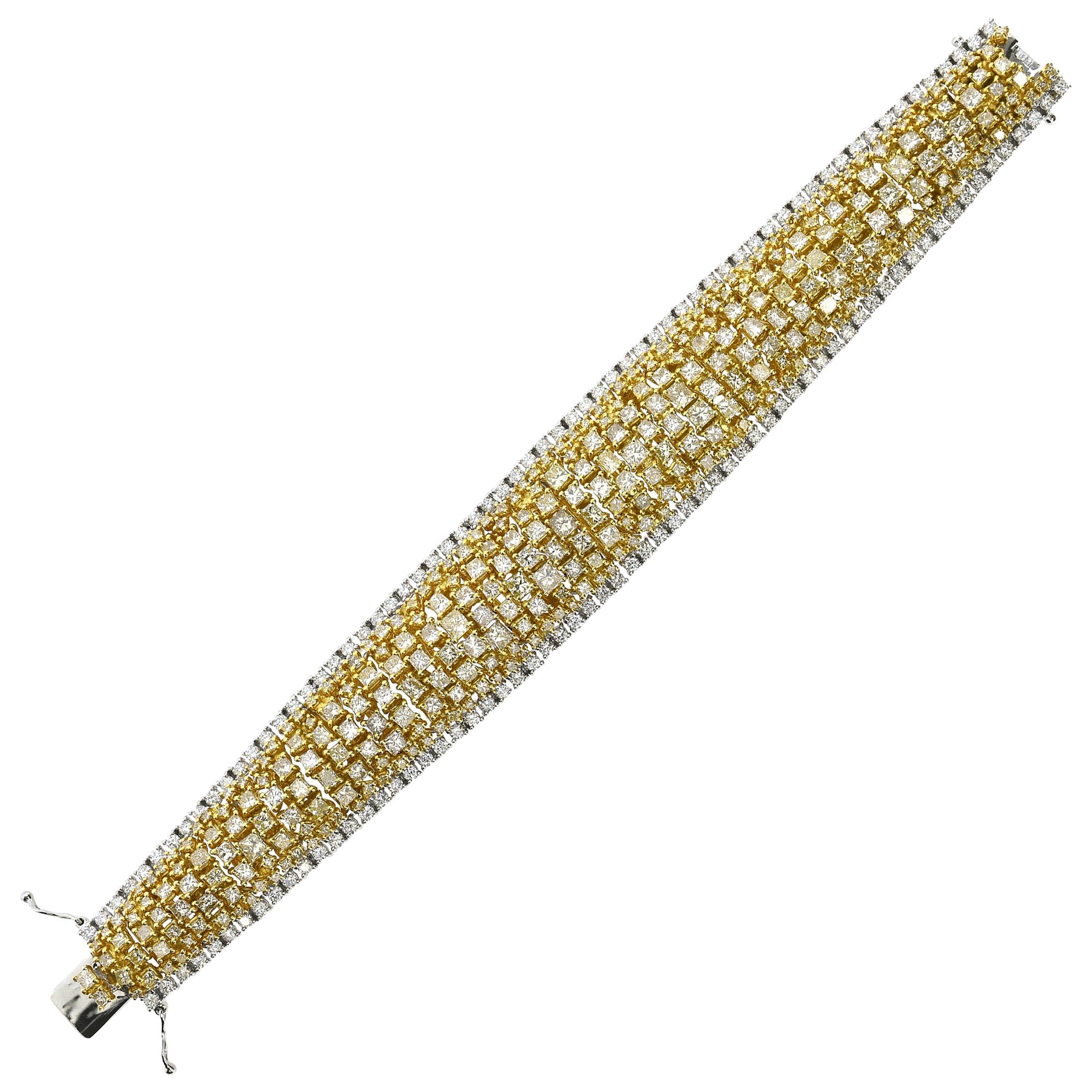 24.86 Carat Natural Fancy Yellow Diamond "Golden Road" Bracelet For Sale