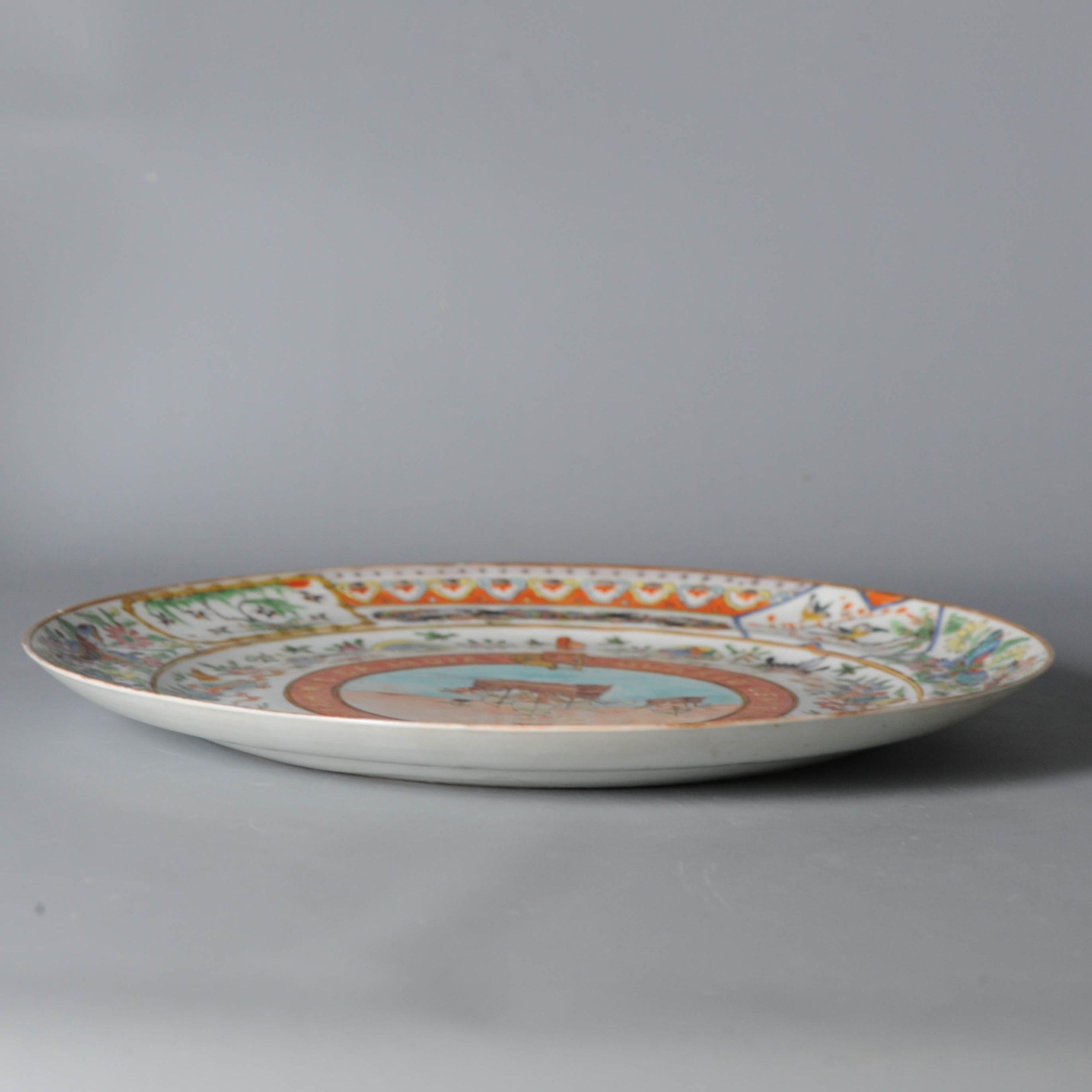 Antique Guangxu Chinese Porcelain Cantonese Dish 'Discover 5