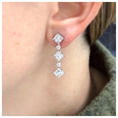 Conflict Free 2.48 carat Asscher Cut Diamond Drop Earrings