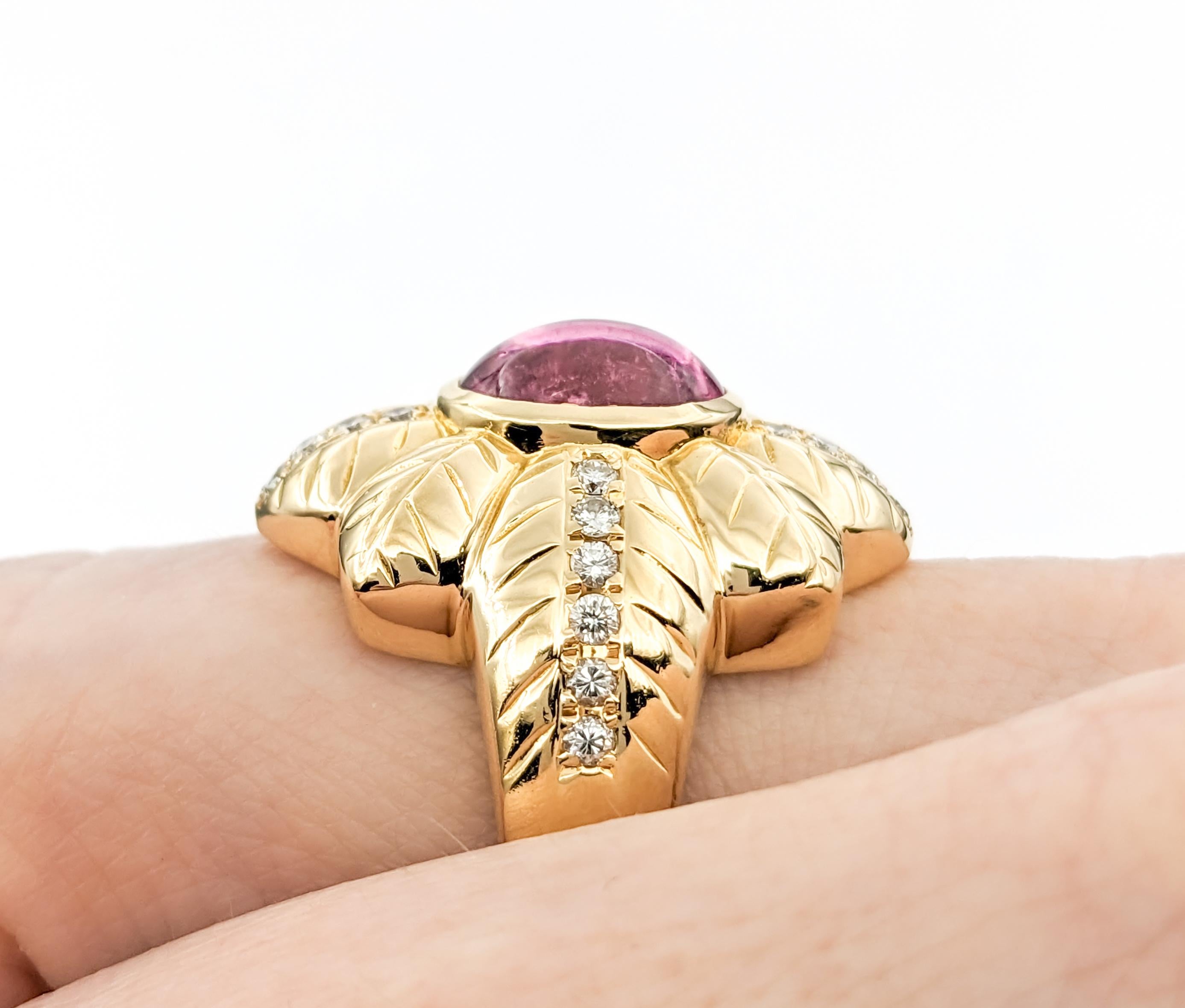 2.48ct Pink Tourmaline & Diamond Ring In Yellow Gold For Sale 5