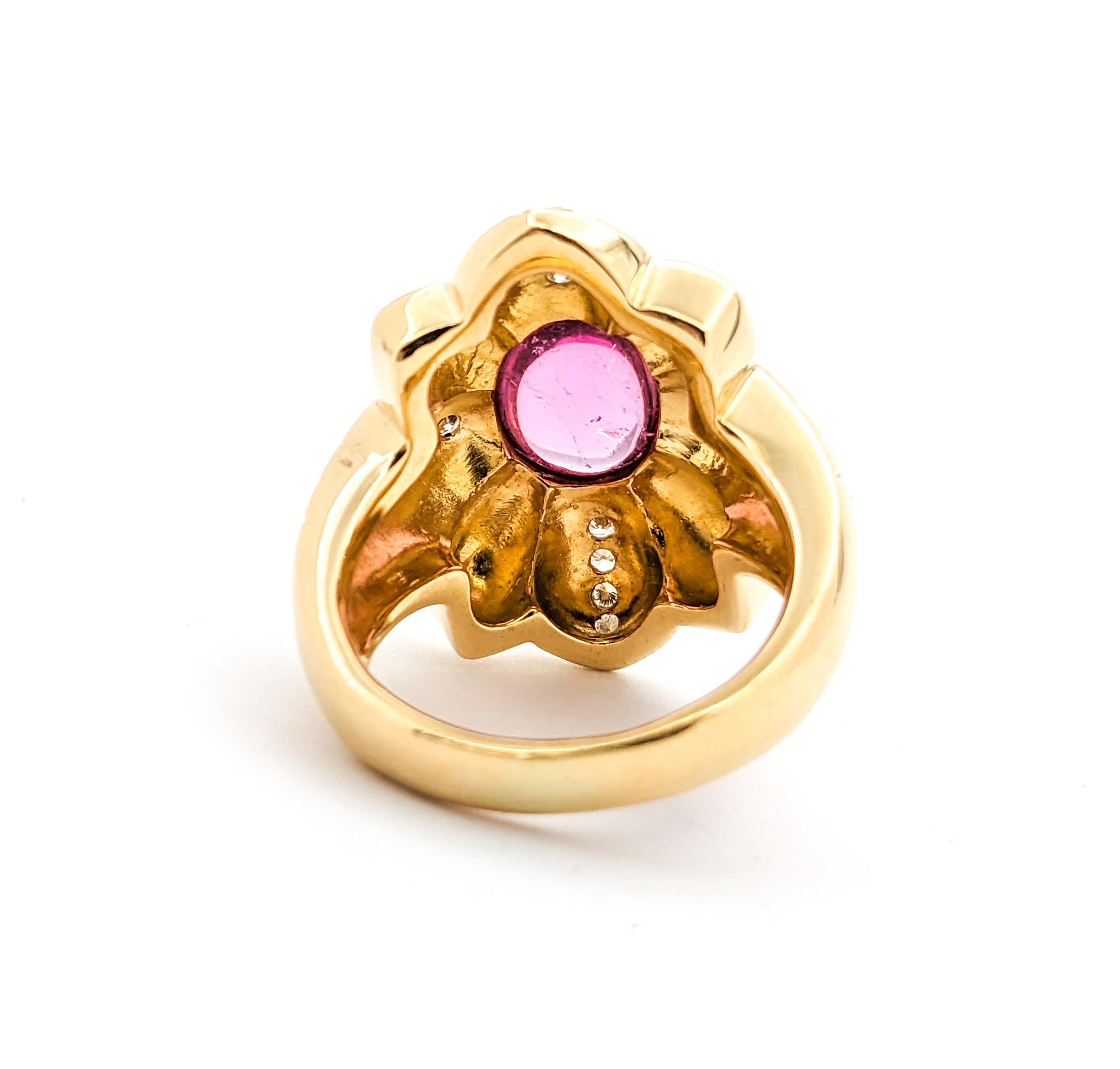 2.48ct Pink Tourmaline & Diamond Ring In Yellow Gold In Excellent Condition For Sale In Bloomington, MN